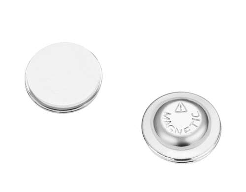 Round magnetic name tag with silver finish and butterfly metal design