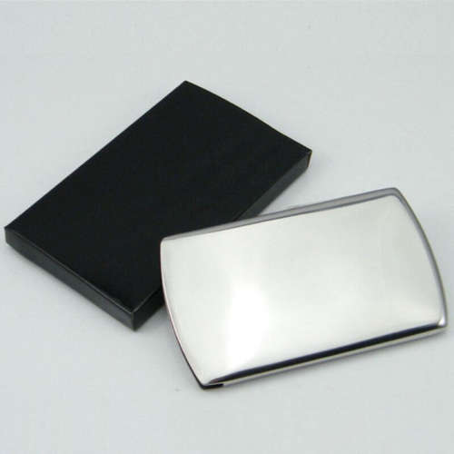 Modern Stainless Steel Mini Wallet with no cards inside, showcasing its lightweight design and minimalist aesthetics.