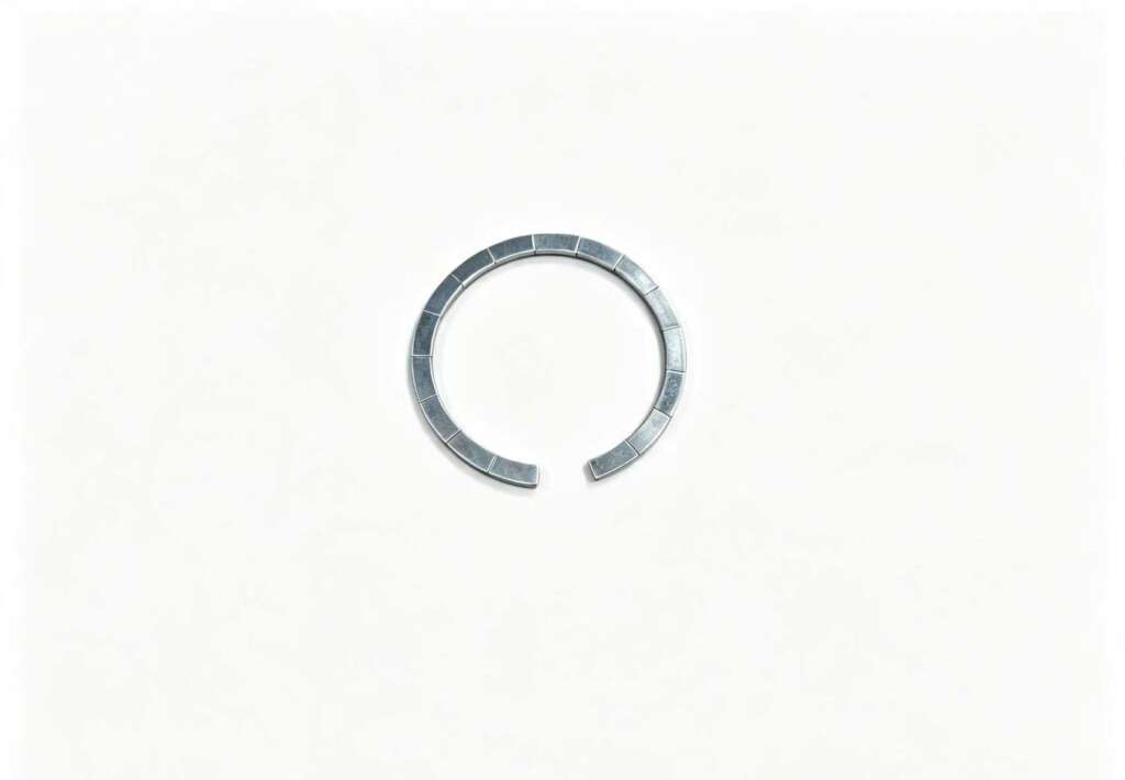 Open C-shape segmented magnetic ring assembly, silver metal magnetic ring for wireless charging and injection molding