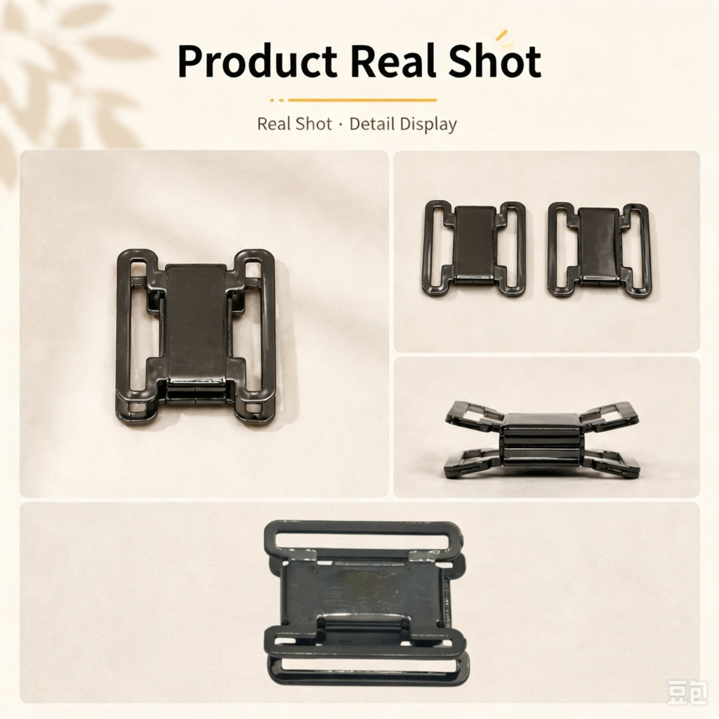 Metal front‑release side buckle multi‑angle real‑shot collage, metal quick connect buckle hardware